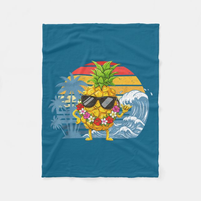 Couverture Polaire Aloha Hawaiian Pineapple Sign Hawaii Shaka Meme (Devant)