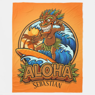 Couverture Polaire Aloha Tiki Surfing Fleece Blanket