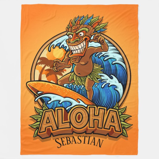 Couverture Polaire Aloha Tiki Surfing Fleece Blanket (Devant)