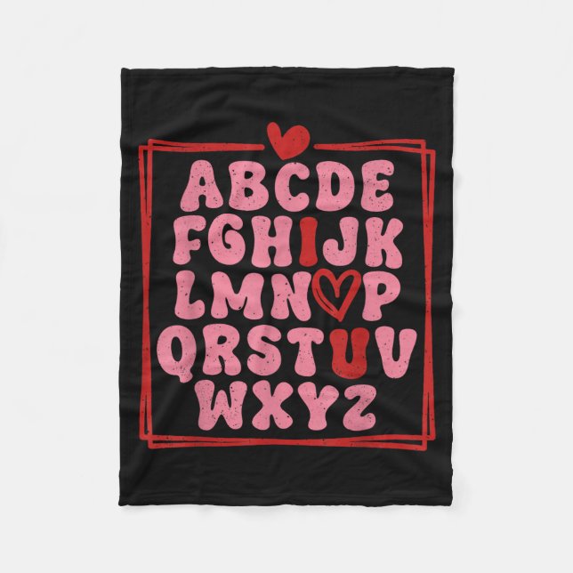 Couverture Polaire Alphabet Abc I Love You Valentines Day Heart  (Devant)