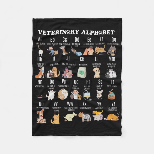 Couverture Polaire Alphabet de médecine vétérinaire Vet Nurse Student (Devant)