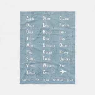 Couverture Polaire Alphabet phonétique Carte bleue Vintage personnal