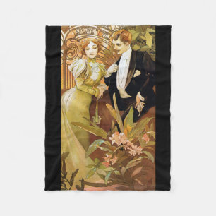 Couverture Polaire Alphonse Mucha Flirt Vintage Art romantique Nouvea