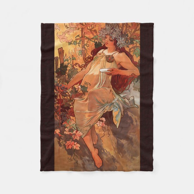 Couverture Polaire Alphonse Mucha, Quatre Saisons, Automne (Devant)
