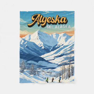 Couverture Polaire Alyeska Alaska Winter Travel Art Vintage
