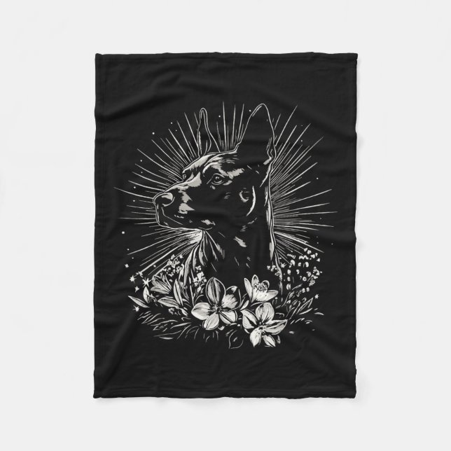 Couverture Polaire Amateur de style tatouage belge Malinois Retro Chi (Devant)