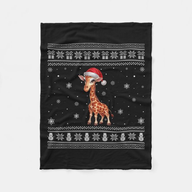 Couverture Polaire Amateurs de girafe Hommes Femmes Père Noël Vilain  (Devant)