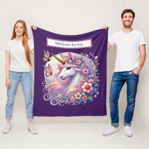 Couverture Polaire Amateurs de licorne mignonne ajouter le nom