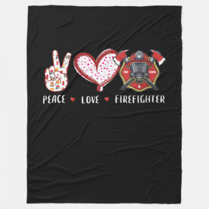 Couverture Polaire Amateurs de pompiers Peace Love   Cadeaux pompiers
