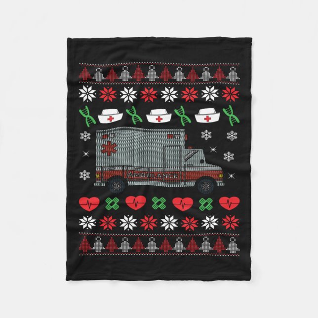 Couverture Polaire Ambulance de Noël Parfait Hôpital vacances (Devant)
