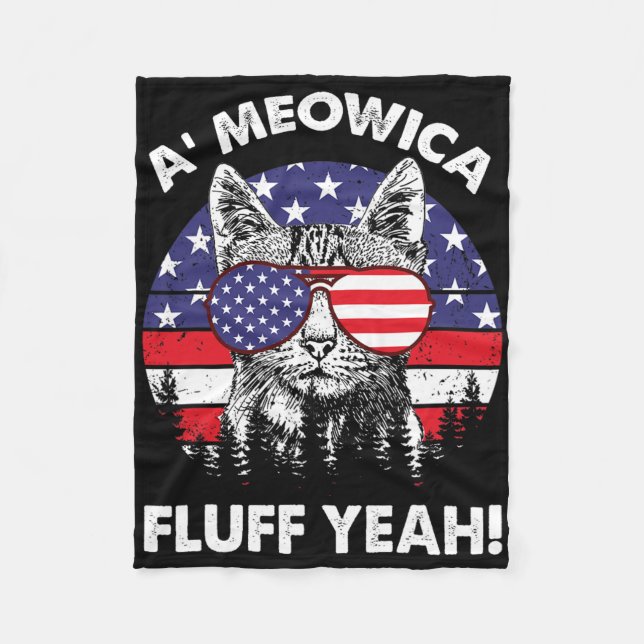 Couverture Polaire A'meowica Fluff Ouais Patriotique Américain 4 Juil (Devant)