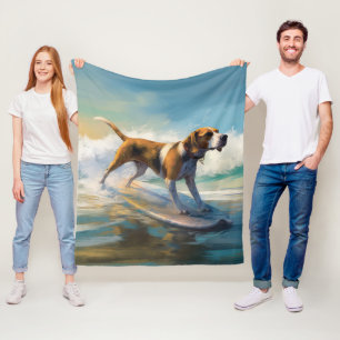 Couverture Polaire American Engligh Foxhound Beach Surfing Paining