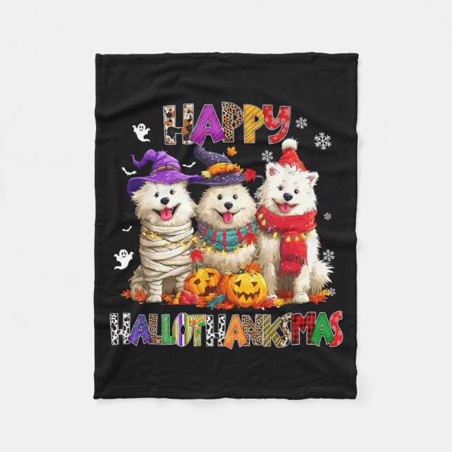 Couverture Polaire American Eskimo Dogs Christmas Xmas Men Women Kids (Devant)