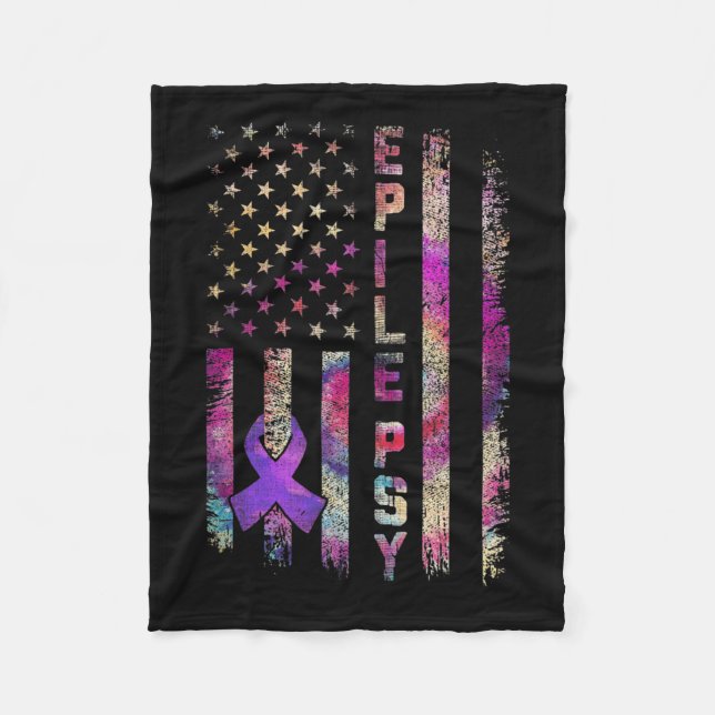 Couverture Polaire American Flag Epilepsie Awareness Support Tie Dye (Devant)