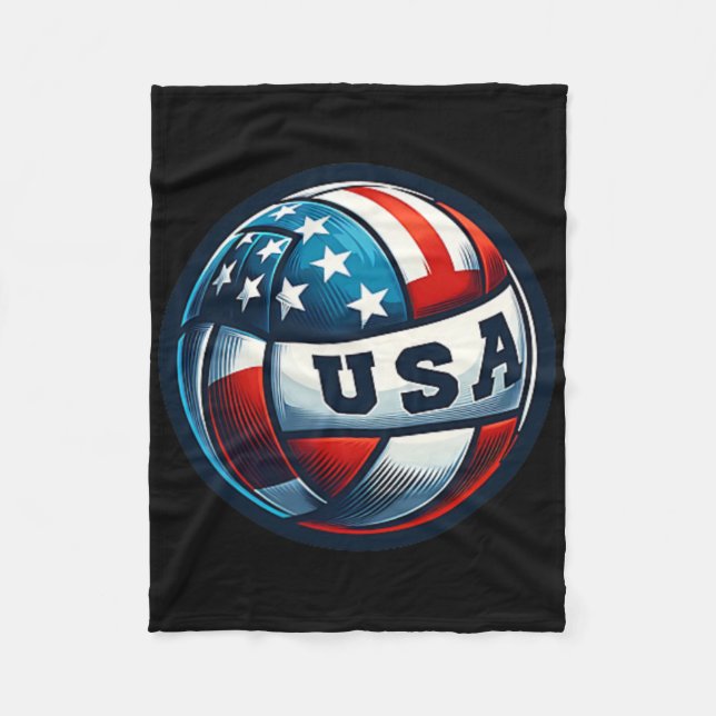 Couverture Polaire American Flag Volleyball Basketball Patriotique Us (Devant)