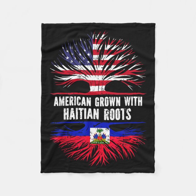 Couverture Polaire American Grown With Haitian Roots Usa Flag Haiti  (Devant)