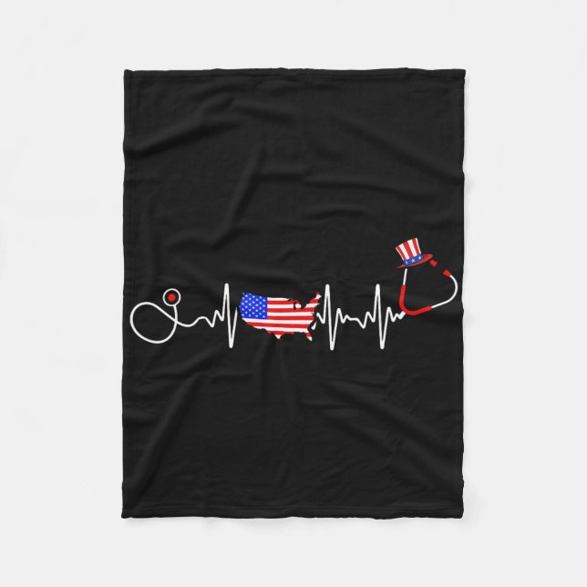 Couverture Polaire American Nurse 4 juillet Usa Drapeau Carte Patriot (Devant)