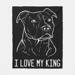 Couverture Polaire American Pitbull Terrier, j'aime mon roi