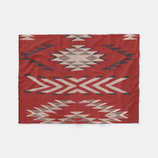 Couverture Polaire Amérindien Motif rouge du sud-ouest