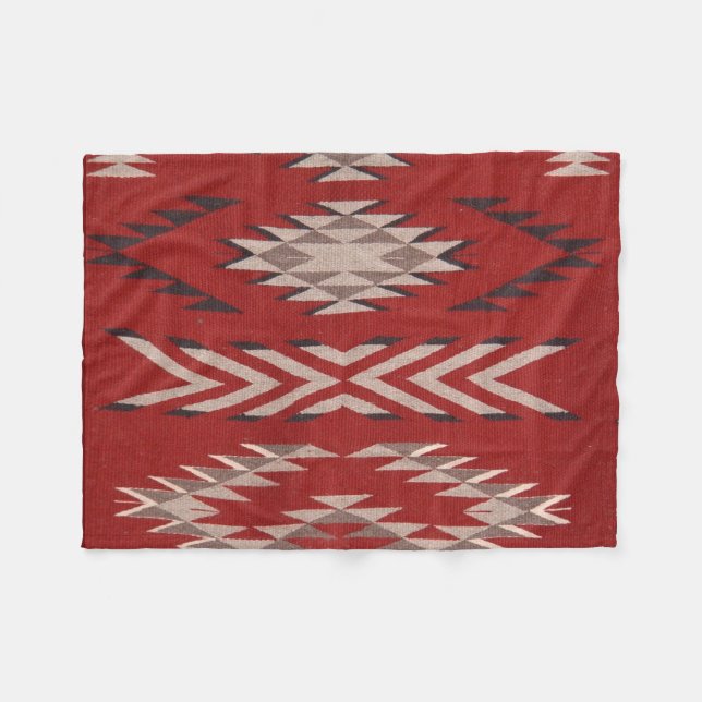 Couverture Polaire Amérindien Motif rouge du sud-ouest (Devant (Horizontal))
