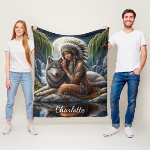 Couverture Polaire Amérindiens et loups partagent la lune