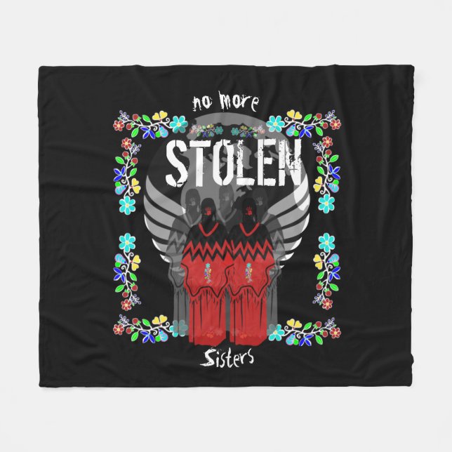 Couverture Polaire Amérindiens MMIW Plus de soeurs volées (Devant (Horizontal))