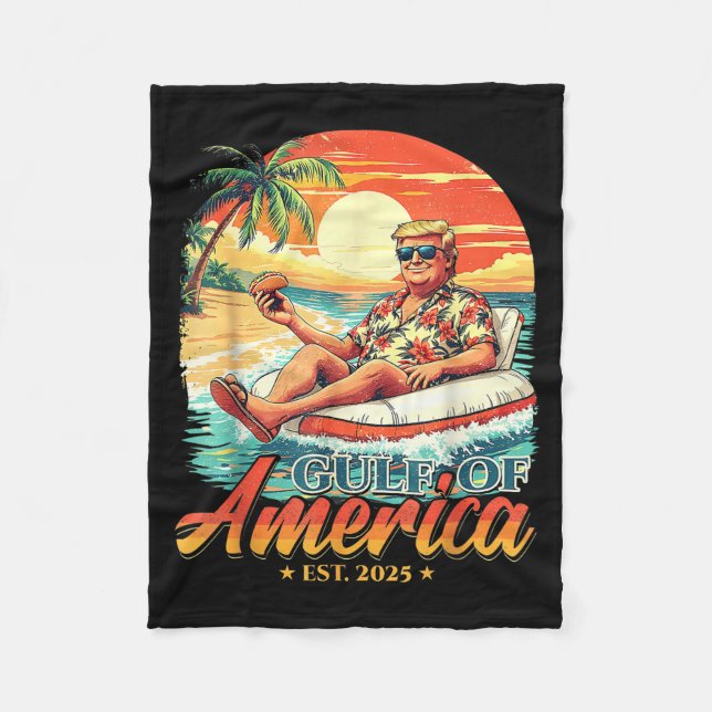 Couverture Polaire Amérique Golfe Trump 2024 Retro Beach Usa America  (Devant)