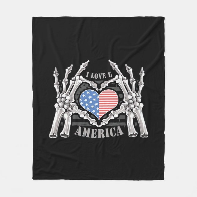 Couverture Polaire Amérique Skeleton Skin Main Arche Couche modifiabl (Devant)