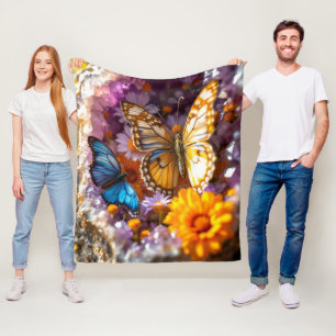 Couverture Polaire Améthyste Crystals Papillon du jardin