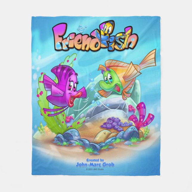 Couverture Polaire AmiPoisson mignon poisson caricature poisson Blanc (Devant)
