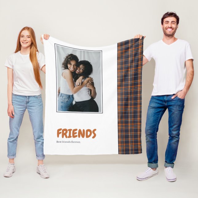 Couverture Polaire Amis Amusants Tartan Orange personnalisé (En situation)