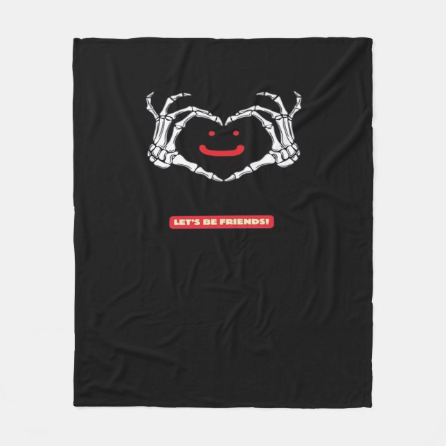 Couverture Polaire Amis ! Squelette classique Mains Coeur (Devant)