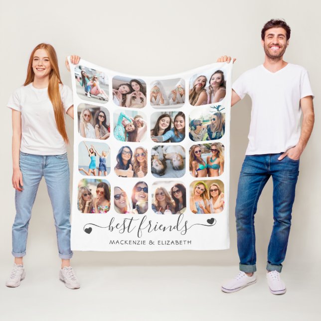 Couverture Polaire Amitié BEST AMIS Script Hearts 16 Photo (En situation)