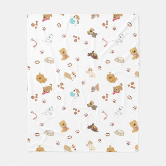 Couverture Polaire Amour de chiot motif sans couture | Chiots joueurs
