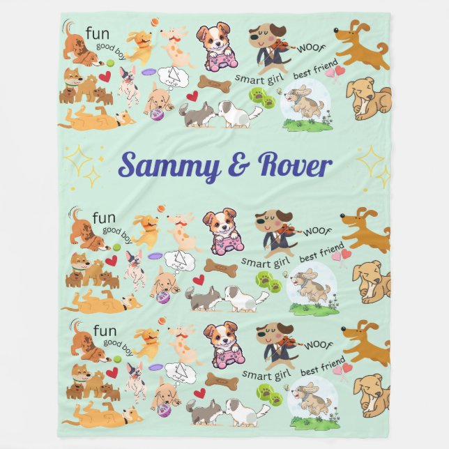 Couverture Polaire Amour Doggie personnalisé pour vous et votre enfan (Devant)