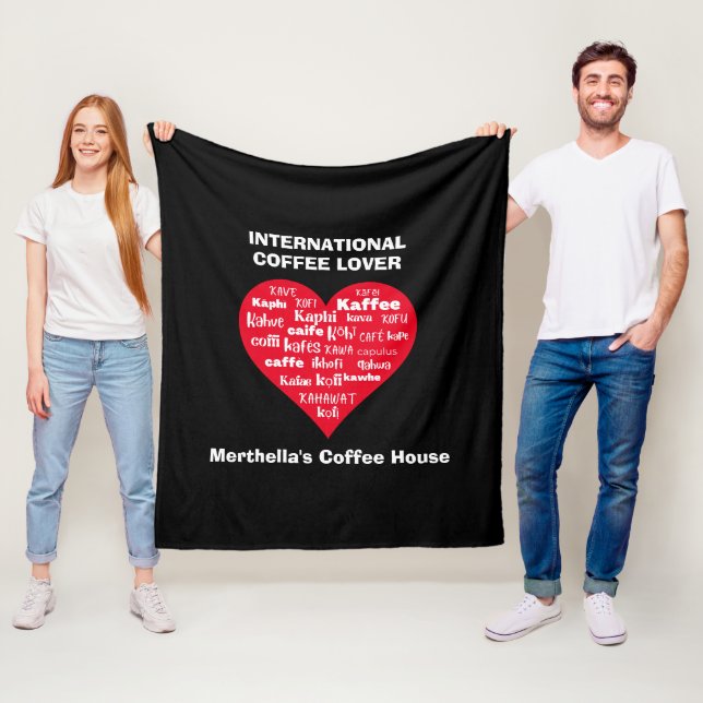 Couverture Polaire AMOUR DU CAFÉ DU COEUR Rouge (En situation)