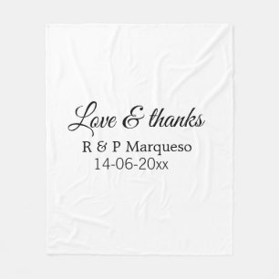 Couverture Polaire Amour & merci ajouter nom du couple mariage ajoute