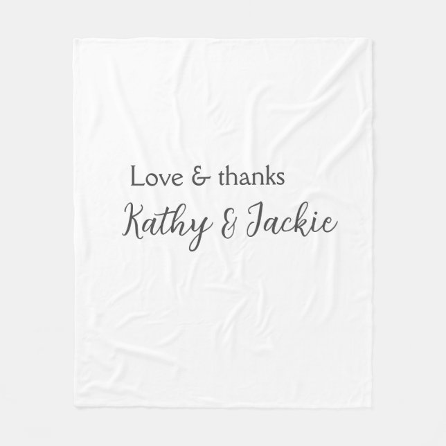 Couverture Polaire Amour & merci nom du couple mariage simple minimal (Devant)