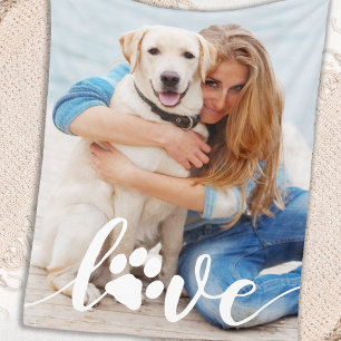 Couverture Polaire Amour Personnalisé Empreinte de Patte Photo pour l