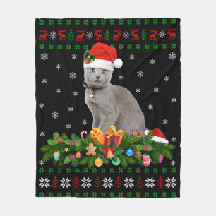 Couverture Polaire Amoureux des animaux de chat Santa Hat Vilain Russ