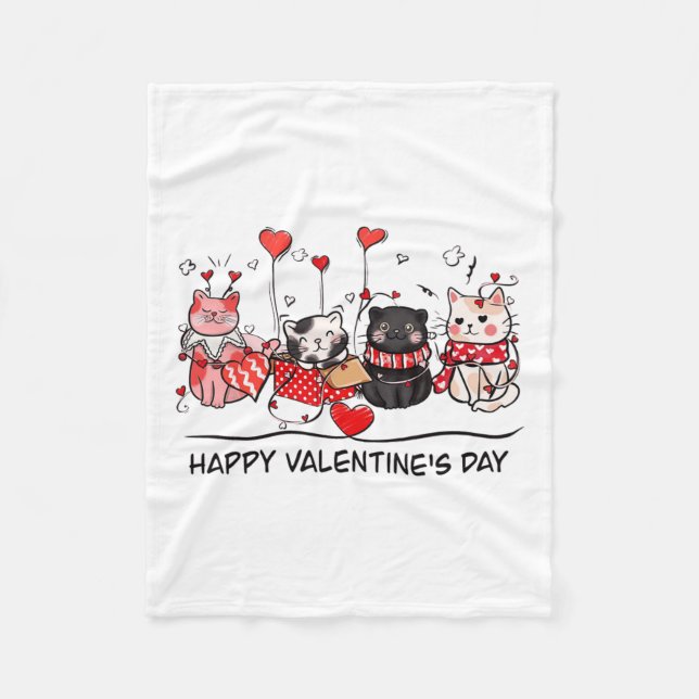Couverture Polaire Amoureux des chats Kitten Joyeux Saint Valentin Ho (Devant)