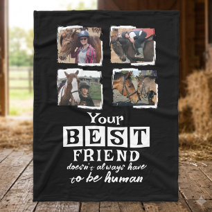 Couverture Polaire Amoureux des chevaux 4 photo meilleur ami noir bla