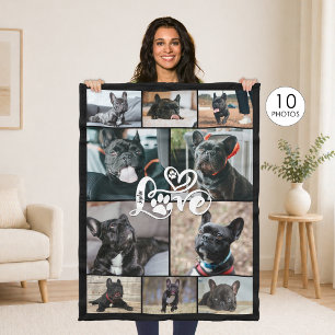 Couverture Polaire Amoureux des chiens 10 Photo Collage AMOUR Emprein