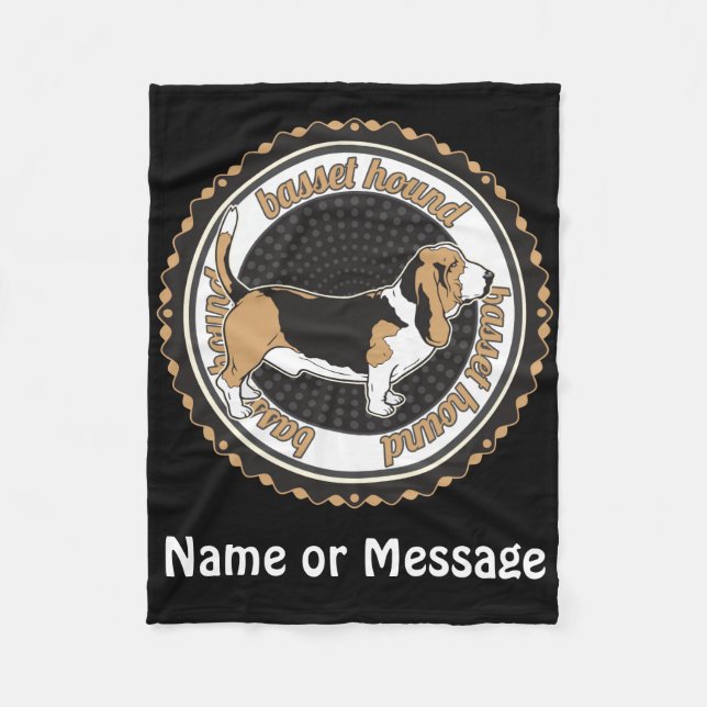 Couverture Polaire Amoureux des chiens Basset Hound Nom personnalisé  (Devant)