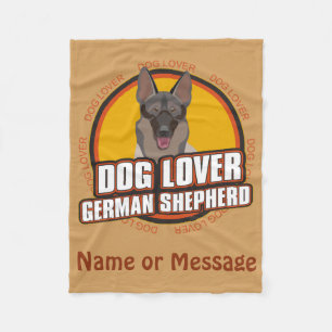Couverture Polaire Amoureux des chiens German Shepherd Nom ou message