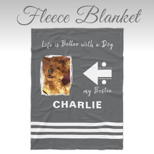Couverture Polaire Amoureux des chiens photo nom gris