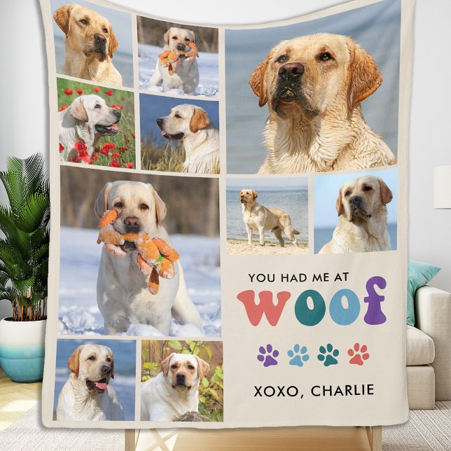 Couverture Polaire Amoureux des chiens rétro WOOF Custom Pet 11 Photo (Créateur téléchargé)