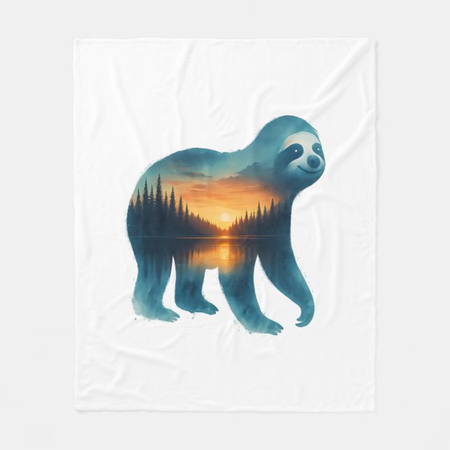 Couverture Polaire Amoureux du camping Sloth (Devant)