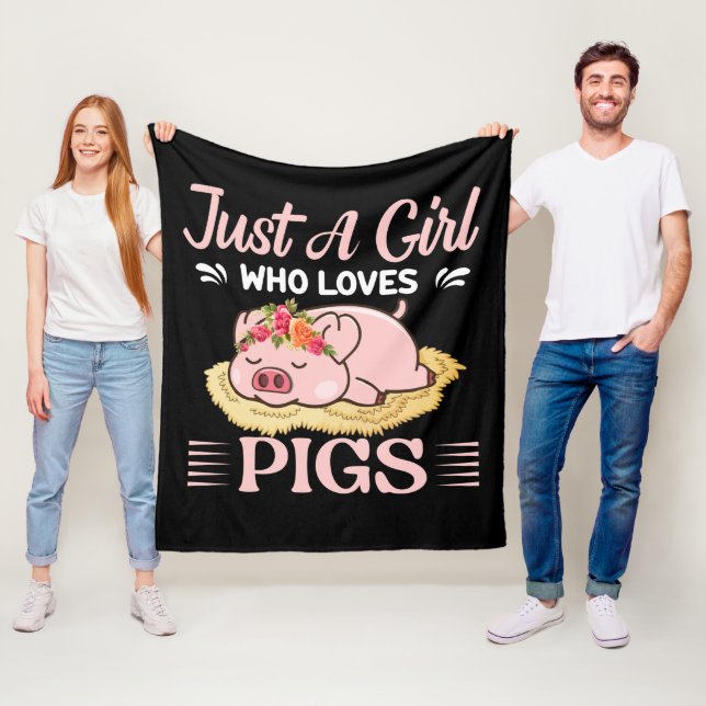 Couverture Polaire Amoureux du cochon de campagne amusant Blanche pol (En situation)