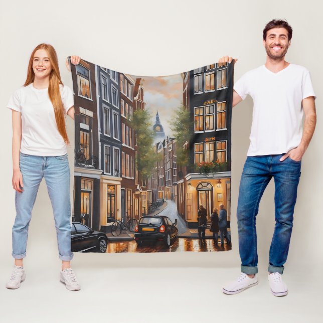 Couverture Polaire Amsterdam peinture à l'huile (En situation)